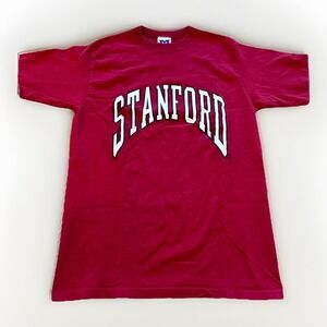 Vintage Stanford University Shirt‎ Mens L Arch Logo Red Cotton 90s MV Sport